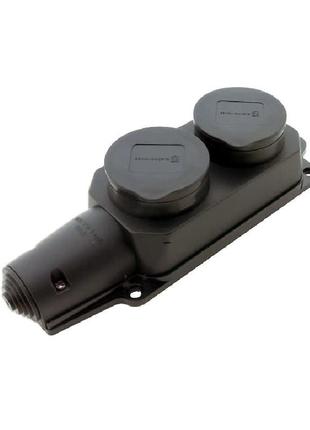 Колодка із заземленням і кришкою на 2  гнізда каучук