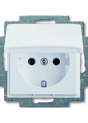 Розетка abb basic55 біла 1-на з заземленням з кришкою