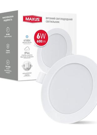Світильник світлодіодний 1-rdl-0641-ip maxus rdl 6w 4100k ip44