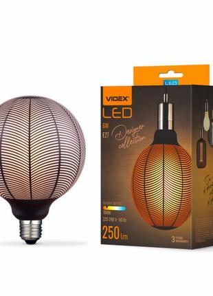 Led лампа videx filament vl-dg125bn 6w e27 1800k black magician pine needles