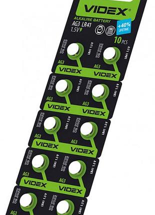 Батарейка годинникова videx ag 3/lr41 blister card 10 шт.