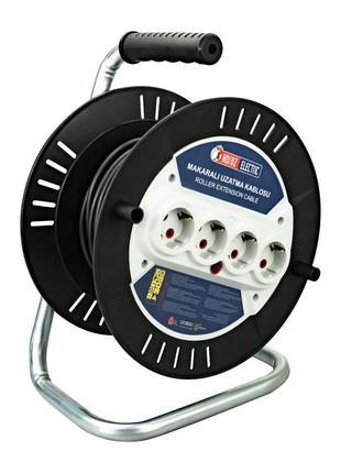 Подовжувач на котушці 30 метрів (пвс 3х1,5) з заземленням (4 гнізда)