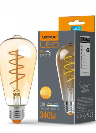 Led лампа videx filament st64fasd 5w e27 2200k дімерна бронза