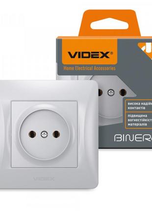 Розетка одинарная серебряный шелк videx binera