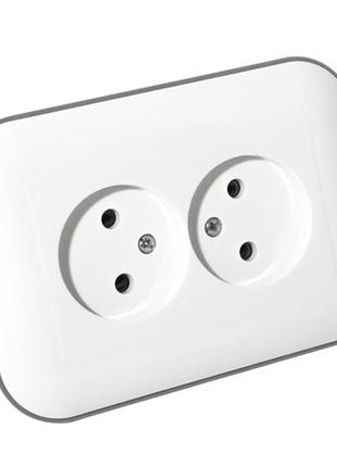 Розетка подвійна без заземлення loft білий+сірий