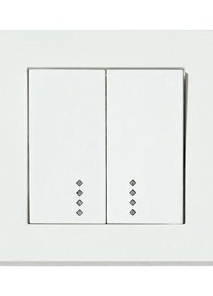 Вимикач 2-клавішний вимикач з підсвіткою білий grano