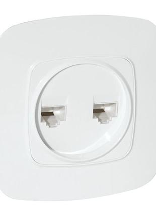Розетка двойная компьютерная белая ela