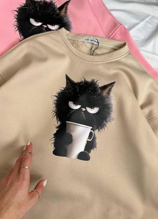 Кофта свитшот на флисе оверсайз