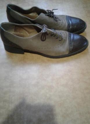 Лоферы кожа+замша