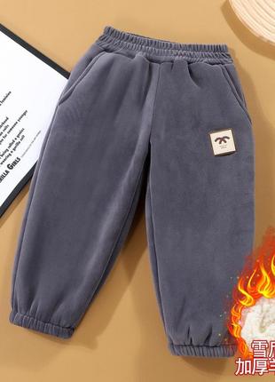 Дитячі теплі зимові вельветові штани темно-сірі