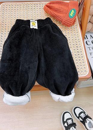 Дитячі зимові вельветові штани на флісі чорні
