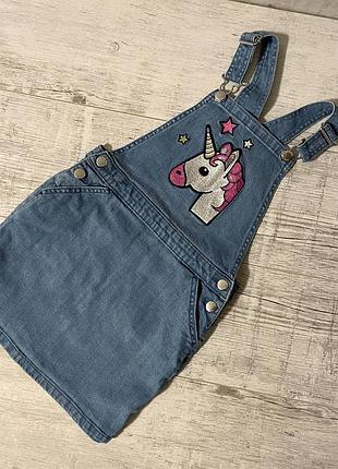 Джинсовый сарафан комбинезон 7-8 лет
