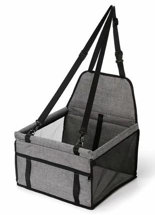 Сумка для тварин в авто sy-2022-0628 з ремінцем безпеки та карабіном водонепроникна gray 41*38*24 см|топ ціна|