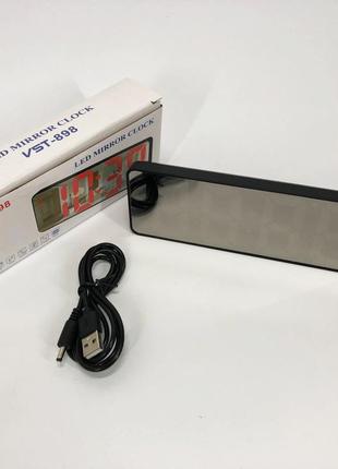 Електронний настільний led годинник від usb vst-898-1 з будильником і термометром, настільний led лід годинник|топ ціна|6 фото