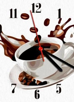 Годинник-картина за номерами "кава", 30х30 см
