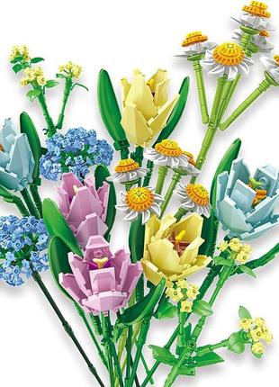 3d конструктор набор строительных блоков yz 655008 букет тюльпанов 837 деталей|топ ціна|