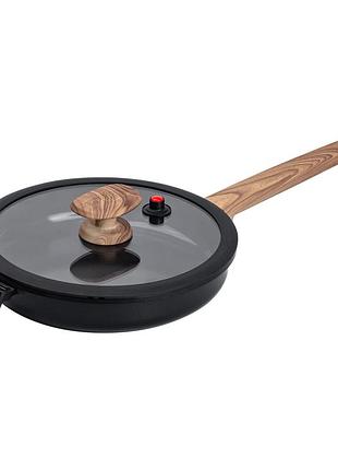 Алюминиевая сковорода с керамическим антипригарным покрытием 2 л ø 24 см черная mgc
