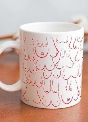 Кружка керамічна з принтом "цицьки" 330 мл біла |швидка доставка|