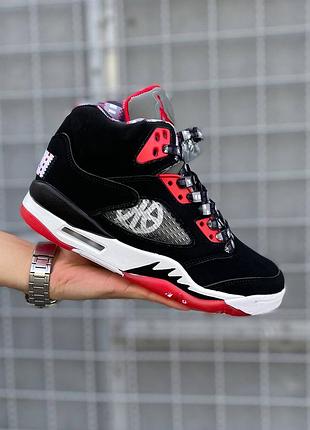 Air jordan 5 'quai 54' black/red 2