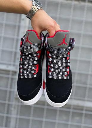 Air jordan 5 'quai 54' black/red 3