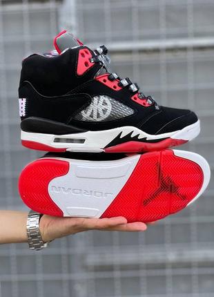 Air jordan 5 'quai 54' black/red 4