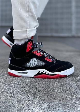 Air jordan 5 'quai 54' black/red 5