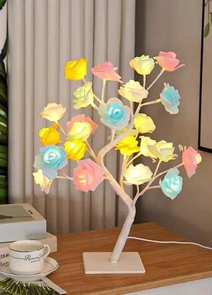Лампа led настільна "дерево кольорова троянда" (nng-03) (24 led (тепле світло) 220v