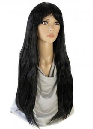 Парик черный ровный длинный 80см