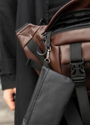 Большая мужская поясная сумка бананка sambag dynamicdart коричневая5 фото