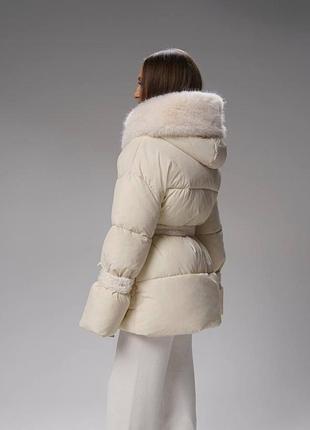 Куртка пуховик зимняя с поясом5 фото