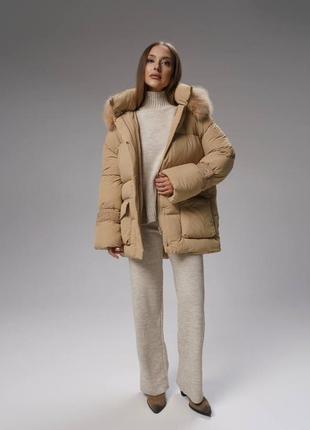 Куртка пуховик зимняя с поясом3 фото