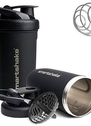 Шейкер спортивний smartshake металевий reforce stainless steel 30oz/900ml black
