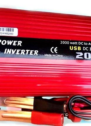 Перетворювач напруги автомобільний інвертор power inverter wimpex wx-2000w 12v/220v/2usb2 фото