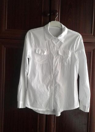 Белоснежная школьная стрейчевая рубашка ,блузка италия