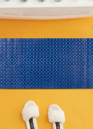 Силиконовый нескользящий коврик bathlux для ванны и душа прямоугольный, резиновый пвх, люкс качество синий