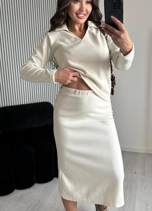 Костюм женский с юбкой теплый из ангоры