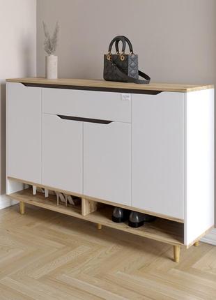 Комод в прихожую с полкой для обуви lion салливан тумба-2 нимфея альба/дуб аппалачи (lion-041007)