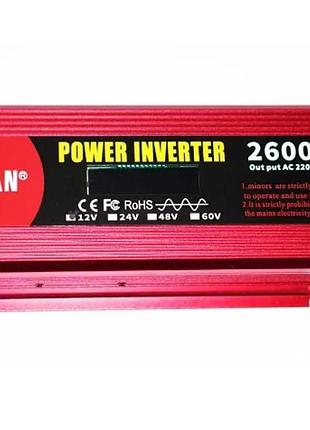 Преобразователь напряжения инвертор eryuan 2600w lcd dc/ac 12v-220v с чистой синусоидой и вольтметром3 фото