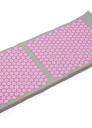 Килимок акупунктурний 7sports premium+ mta-1 з подушкою сіро-рожевий 130*50см.