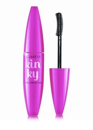 Туш для вій claresa kinky volume & curl mascara, black, 12 г