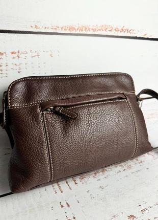 Коричневая кожаная сумочка real leather