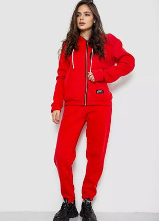 Спортивный костюм женский на флисе, цвет красный, 244r1555