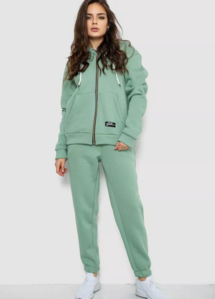 Спортивный костюм женский на флисе, цвет оливковый, 244r1555