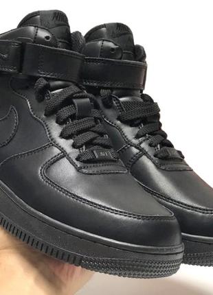 Зимние мужские кроссовки nike air Mens 1 mid black (мех) 40-41-42-43-44-45