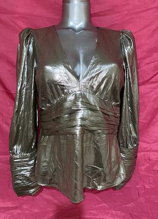 Блуза рубашка блестящая невероятная праздничная вечерняя s бренд