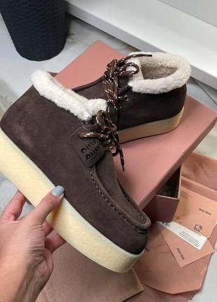 Шоколадные ботинки miu miu