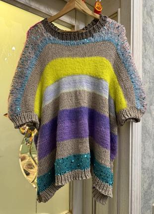 Светер футболка в ярких цветах ручной вязки