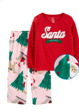 Carters флисовая пижама санта новогодняя 9-12 12м 3т 4т 5т
