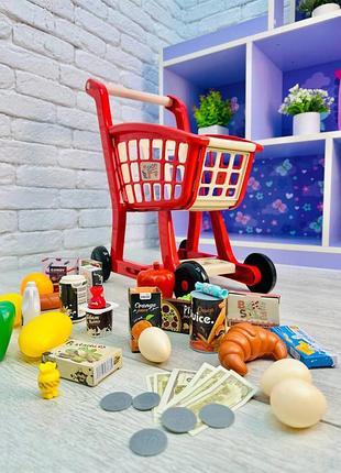 Тележка супермаркет с продуктами