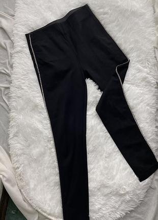 Zara лосіни штани чорні зі вставками ласпасами з кристалів